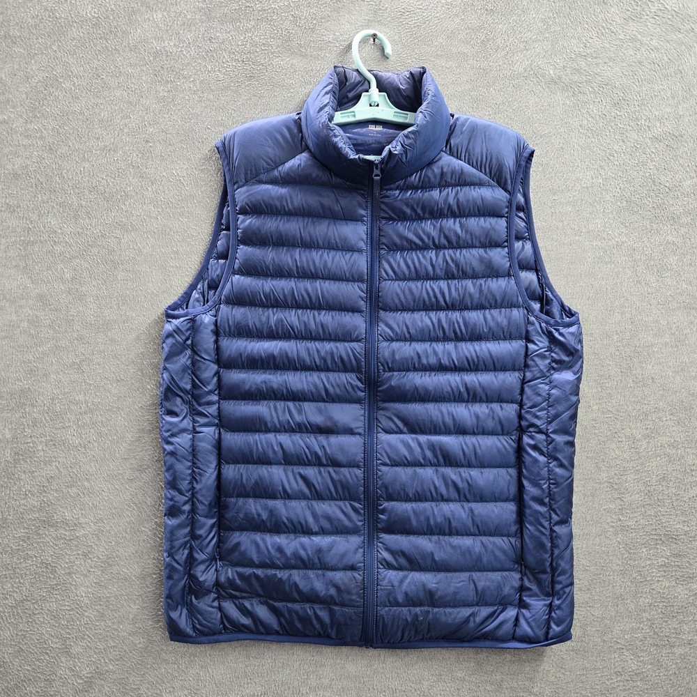 Uniqlo Men Vest L Blue Down Nylon Puffer Down Sleeveless READ